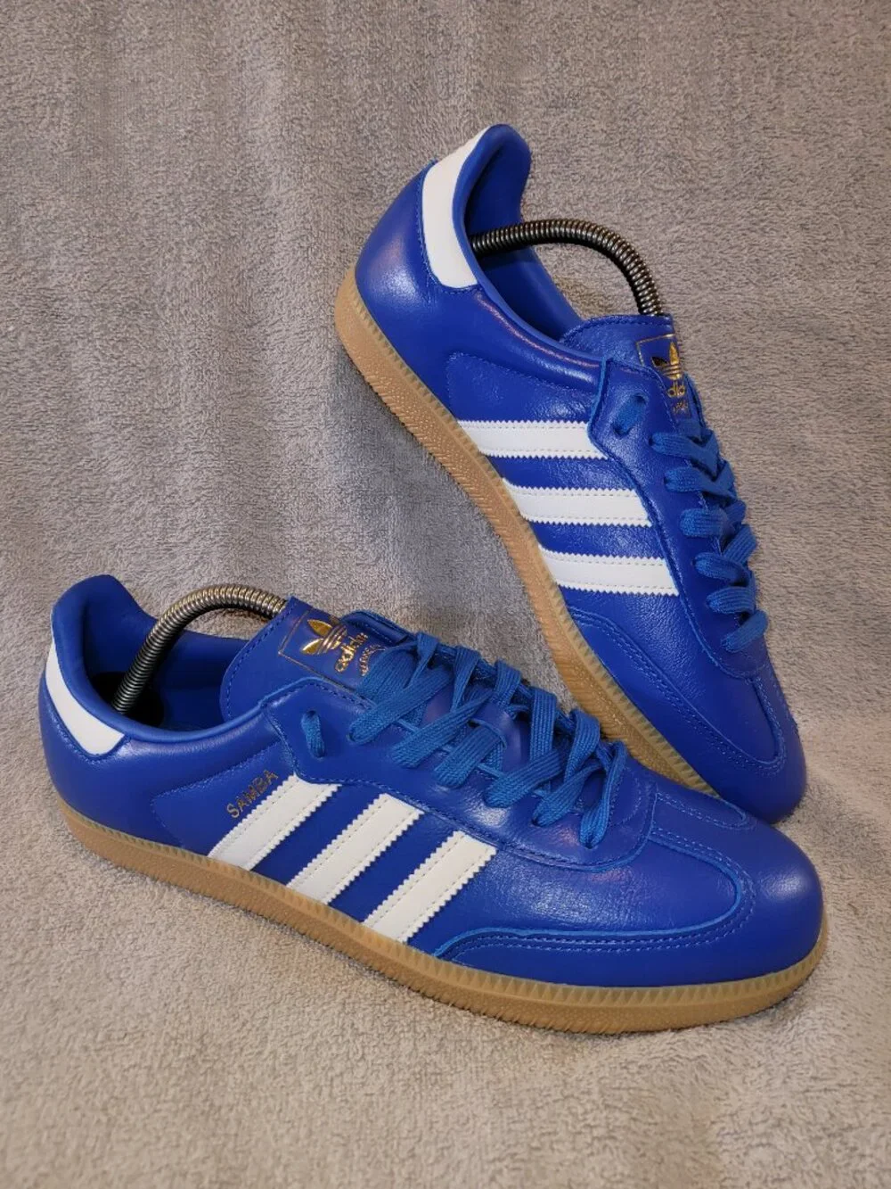 Adidas Samba OG Originals Athletic Shoes In Blue White Tan Gum Men's Size 10